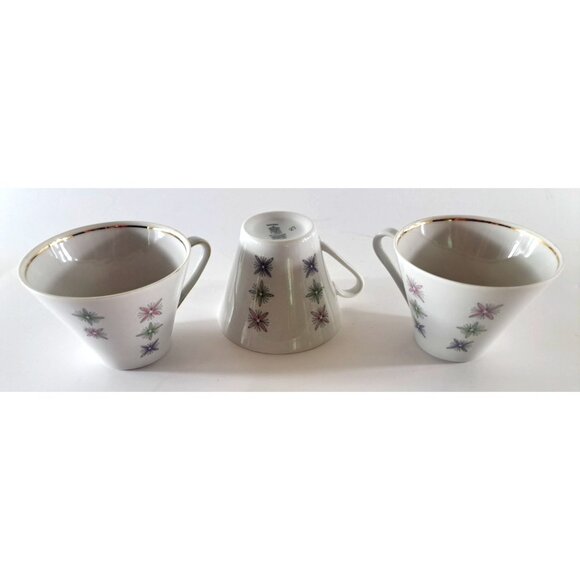 Schumann Arzberg Atomic Flower Cups Mugs Starburst MCM Retro Bavaria Gold Rimmed - Picture 1 of 4